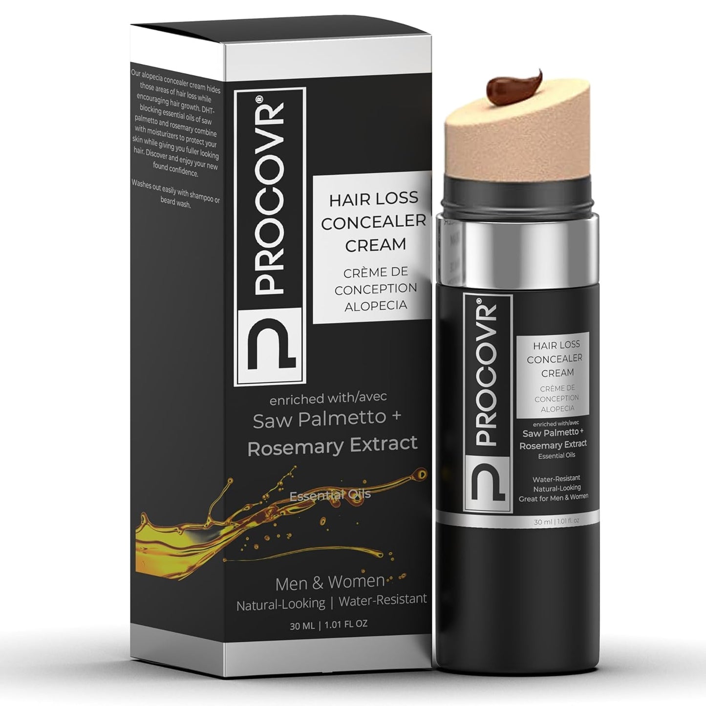 PROCOVR The ORIGINAL Thinning Hair and Hairline Concealer, Natural Hair Mascara for Balding Areas, Root Touch-Up for Thicker Appearance (Natural Brown