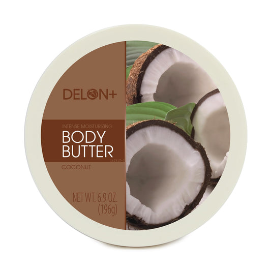 DELON Intense Moisturizing Body Butter, Coconut with Coconut Oil, 6.9 oz