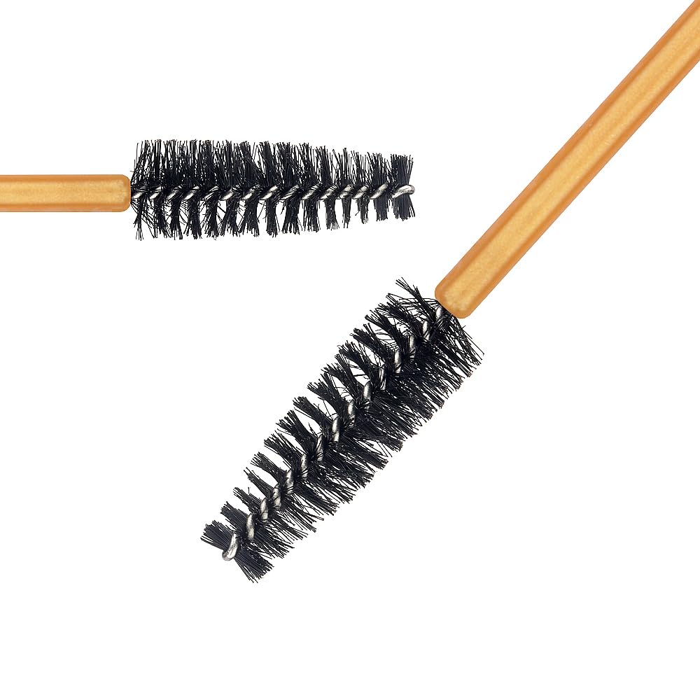 300 Pack Mascara Wands Disposable Eye Lash Brushes Eyebrow Brush Applicator for Eyelash Extensions Makeup Brush Applicator Tools, Gold/Black