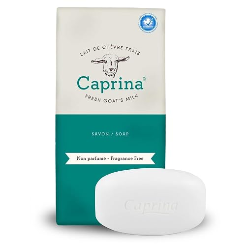 Caprina by Canus Goat Milk Soap Bar, FRAGRANCE FREE, 3.2 oz (90 g) Bars, 6-Pack, Moisturizing Daily Cleanser for Face, Hands & Body, Fresh Canadian