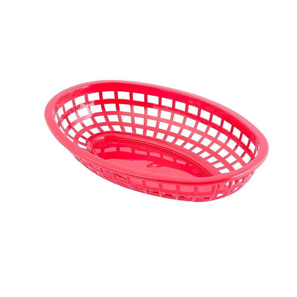 TableCraft 1074R Red 9-3/8" x 6" Oval Basket - Dozen