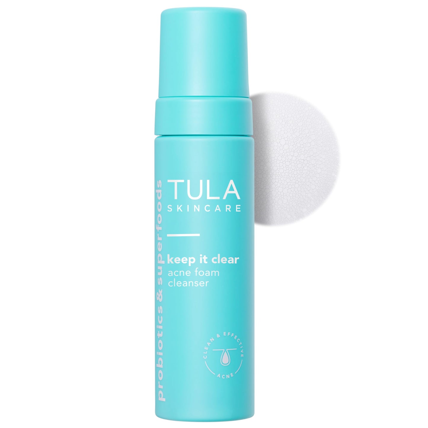 TULA Skin Care Keep It Clear - Acne Foam Cleanser, Contains Salicylic & Azelaic Acid & Probiotics, Clears & Soothes Acne, Brightens Past Blemish