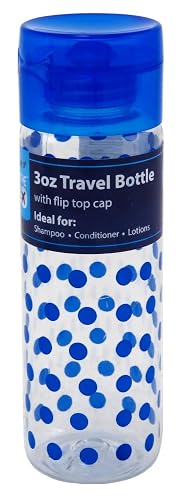 Sprayco Travel Bottle 3 Ounce Cylinder With Flip Top (12 Pieces) Assorted Colors (89ml)
