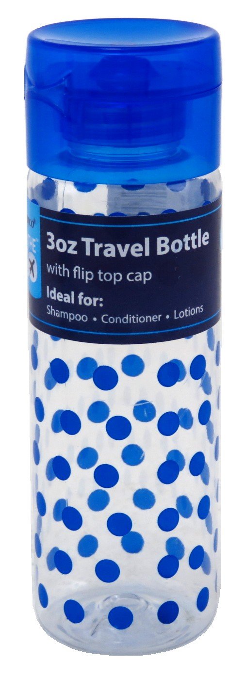 Sprayco Travel Bottle 3 Ounce Cylinder With Flip Top (12 Pieces) Assorted Colors (89ml)
