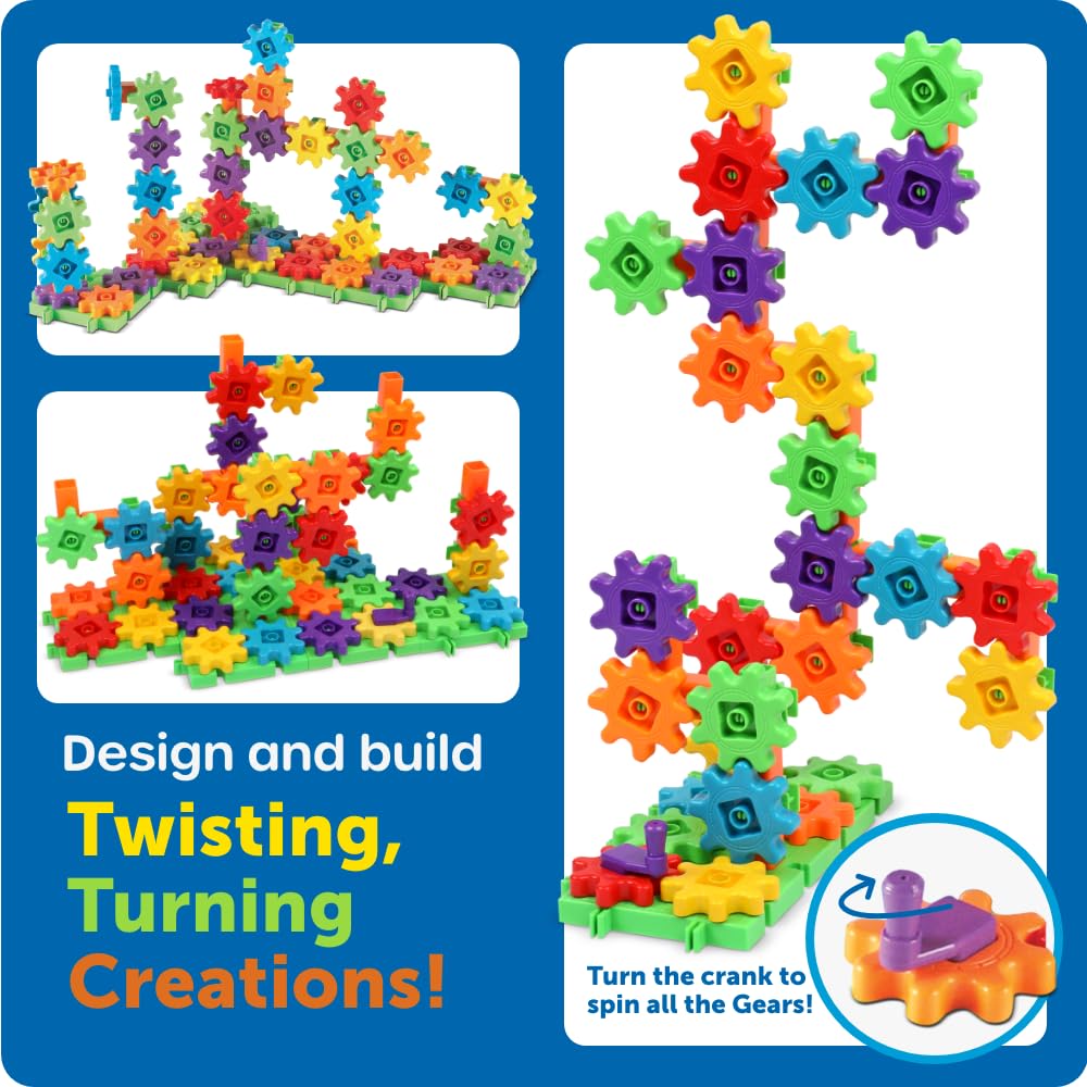 Learning Resources Gears! Gears! Gears! Super Building Set - STEM Construction Toy for Kids, Toddler Engineers Kit, Fine Motor Skills & Science Play
