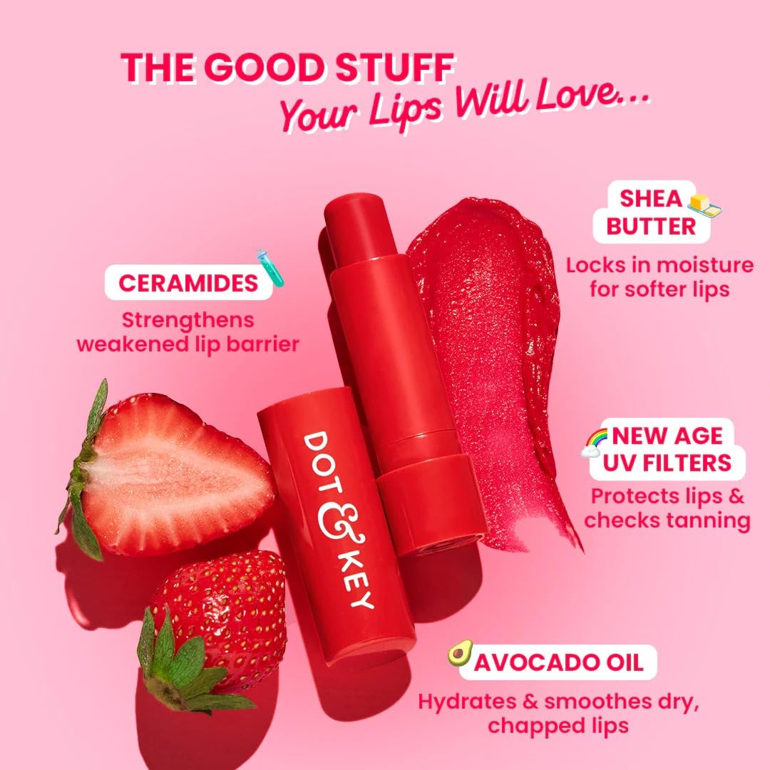 Dott & Keyy Barrier Repair Hydrating Lip Balm, Strawberry Red, High Tinted, SPF 50 Protection, 4.5g Beauty and Personal Care Metrey Herbotech