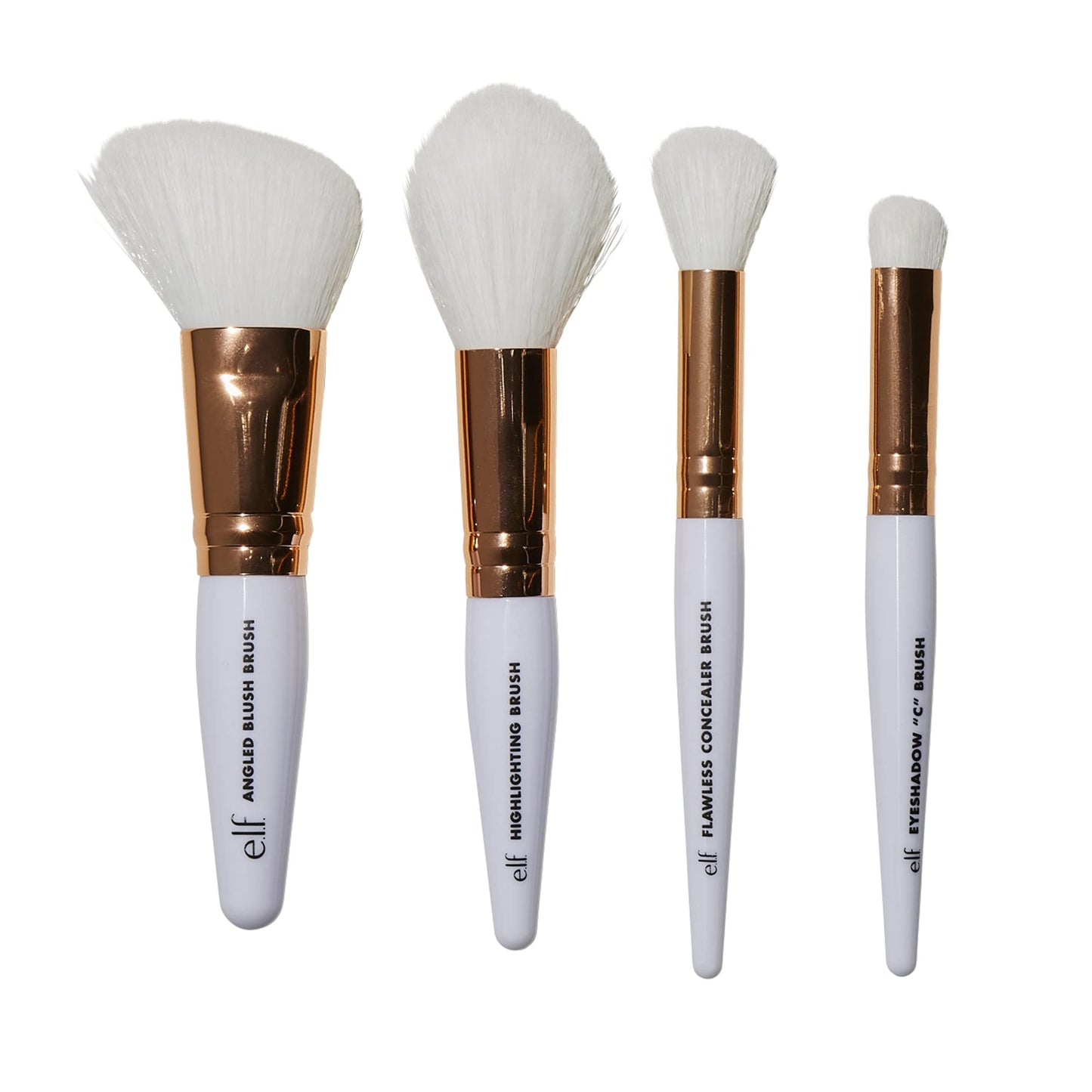 e.l.f. Rose Gold Travel Brush Kit, On The Go, Flawless, Versatile, Soft, Synethic, Conceals, Blends, Highlights, Shades, Contours, Sculpts, Defines
