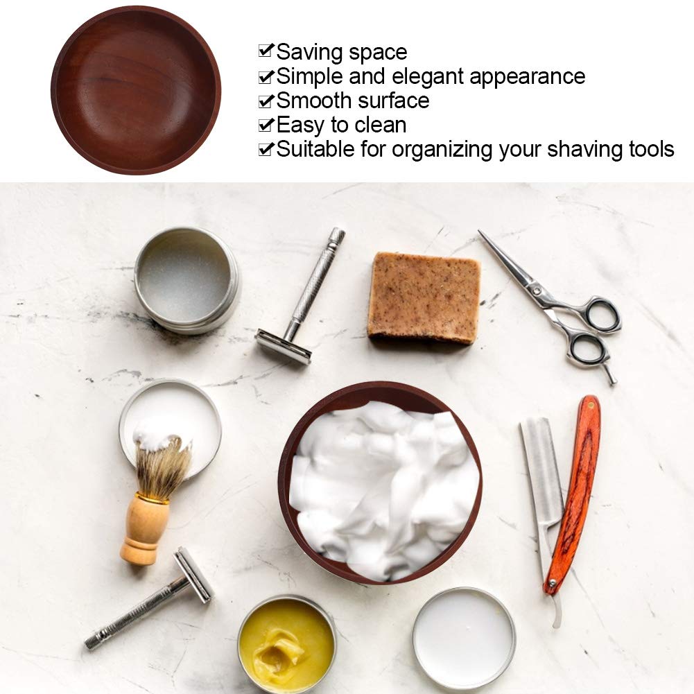 Shaving Bowl, Shaving Soap Bowl, Wooden 3.7 x 1.7in Barber Tool Man for Shaving Beauty and Personal Care Liyeehao