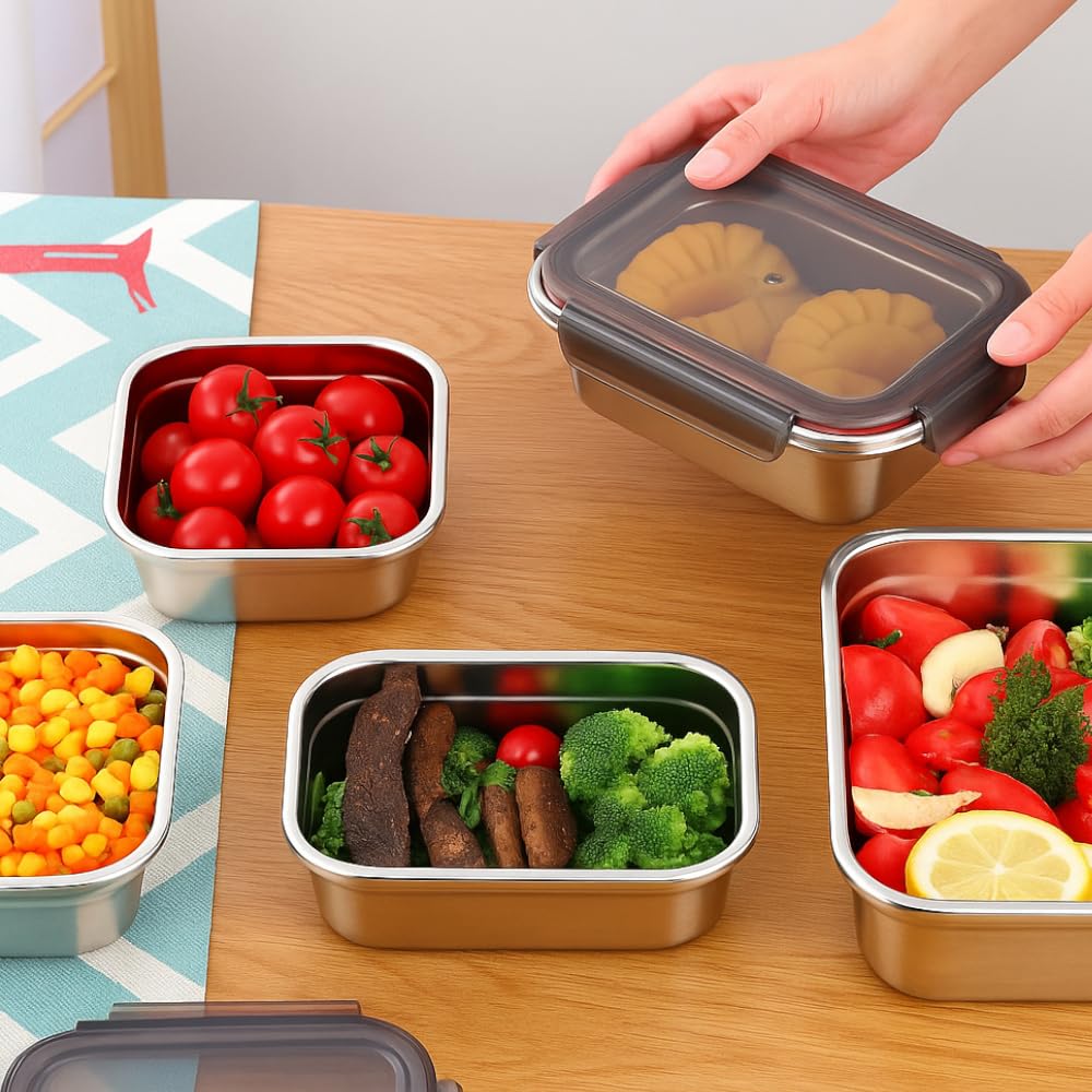 Stainless Steel Food Containers with Lids, Meal Prep Containers Reusable Freezer Storage Containers Lunch Containers Home Improvement Lunch Box…