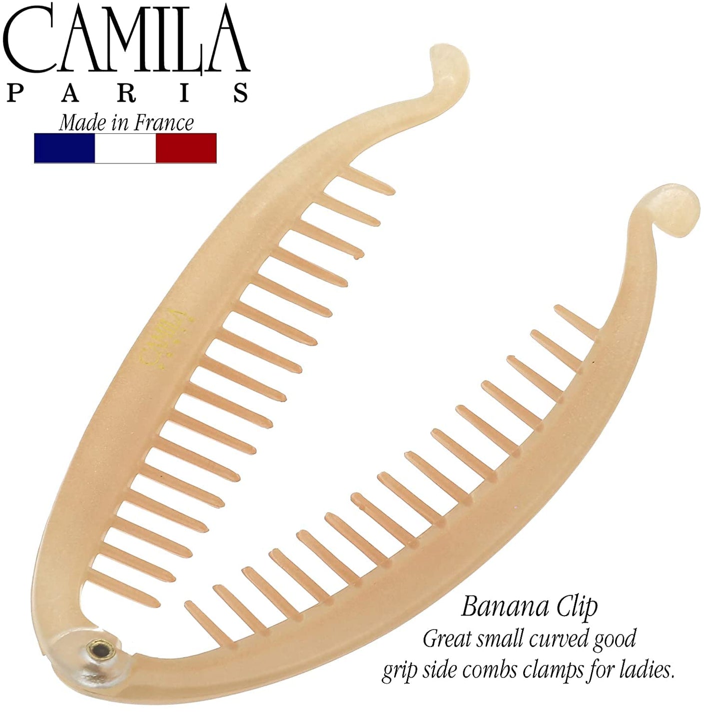 Camila Paris CP3133 2 Pack French Banana Clip Hair Comb Classic Girls Updo Flexible Ponytail Holder Interlocking Banana Combs, Fashion Durable Styling