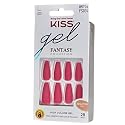Kiss Gel Fantasy Matte Pinkish Red Long Length Coffin Shape Nails (Pack of 1) Beauty & Personal Care KISS