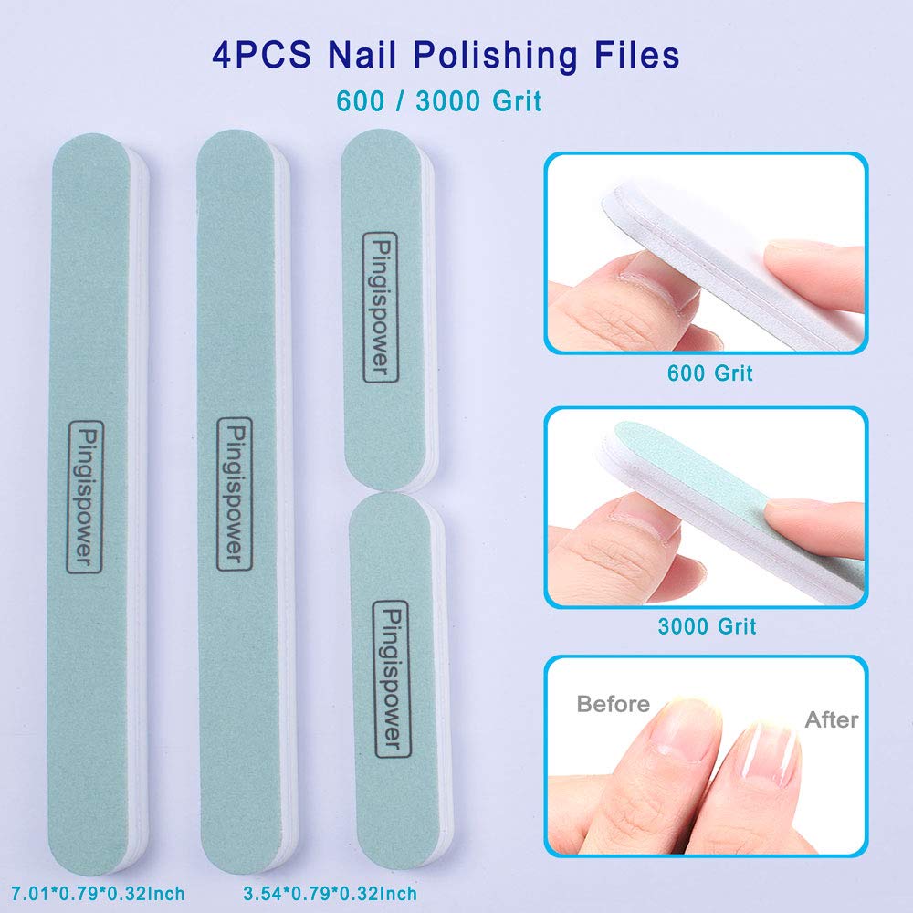 Pingispower Nail Files and Buffers, 20PCS Professional Nail File & Nail Polishing Buffer Block for Natural Nails, 100/180 & 600/3000 Grit Reusable