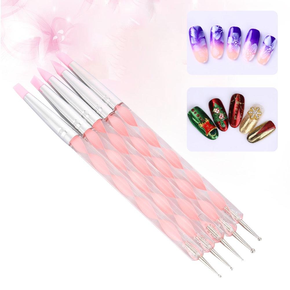 Dual-ended Carving Sculptur Pen Set, Silicone Head Dotting Pen Manicure Nail Art Tool 5pcs Beauty & Personal Care Semme