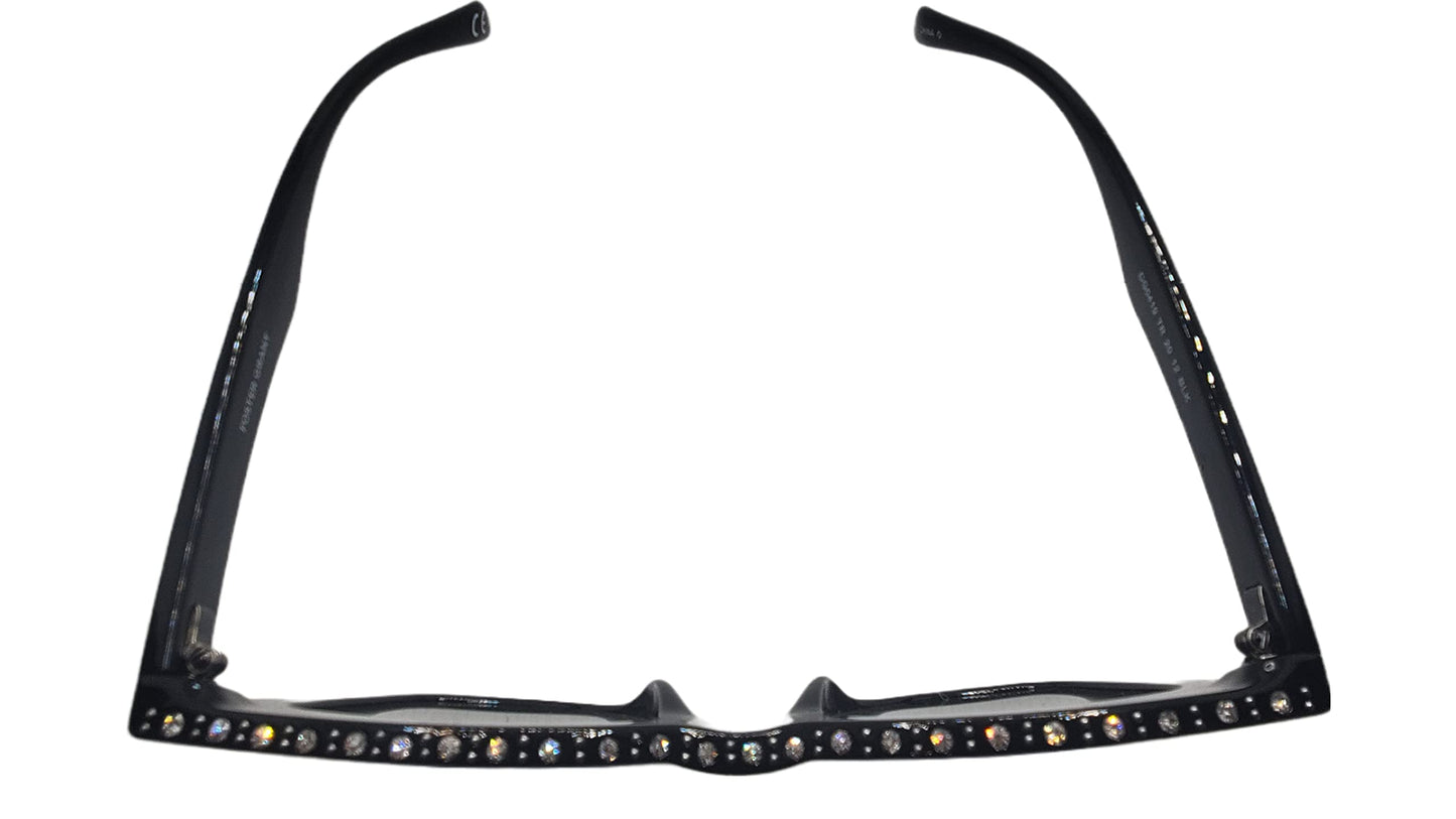 Foster Grant Women's Bedazzled Frame Black Cat Eye Sunglasses