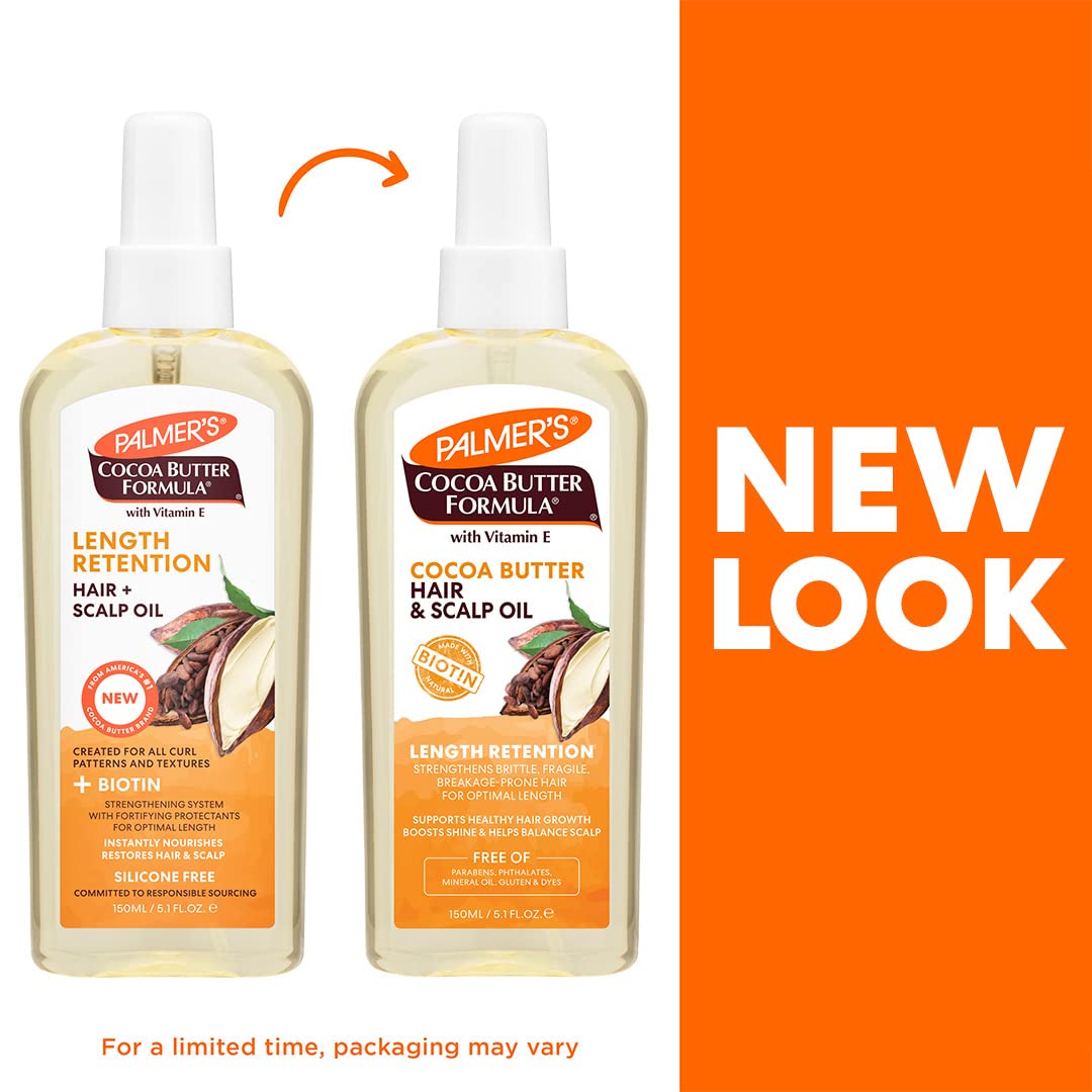 Palmer's Cocoa Butter & Biotin Length Retention Hair and Scalp Oil, 5.1 Ounce (Packaging May Vary)