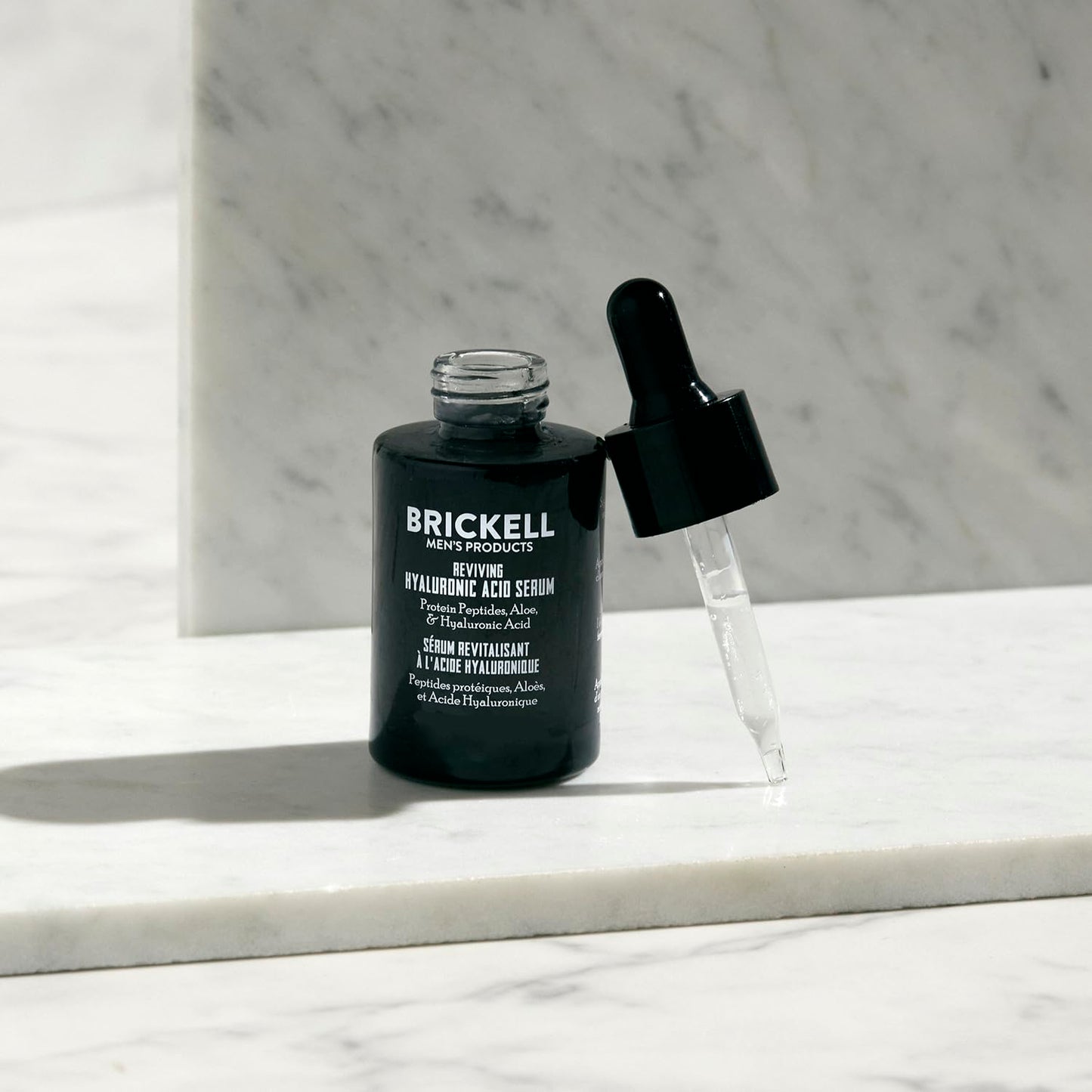 Brickell Men's Anti Aging Hyaluronic Acid Serum for Face, Reviving Day Serum for Men, Natural and Organic with Protein Peptides to Restore Firmness