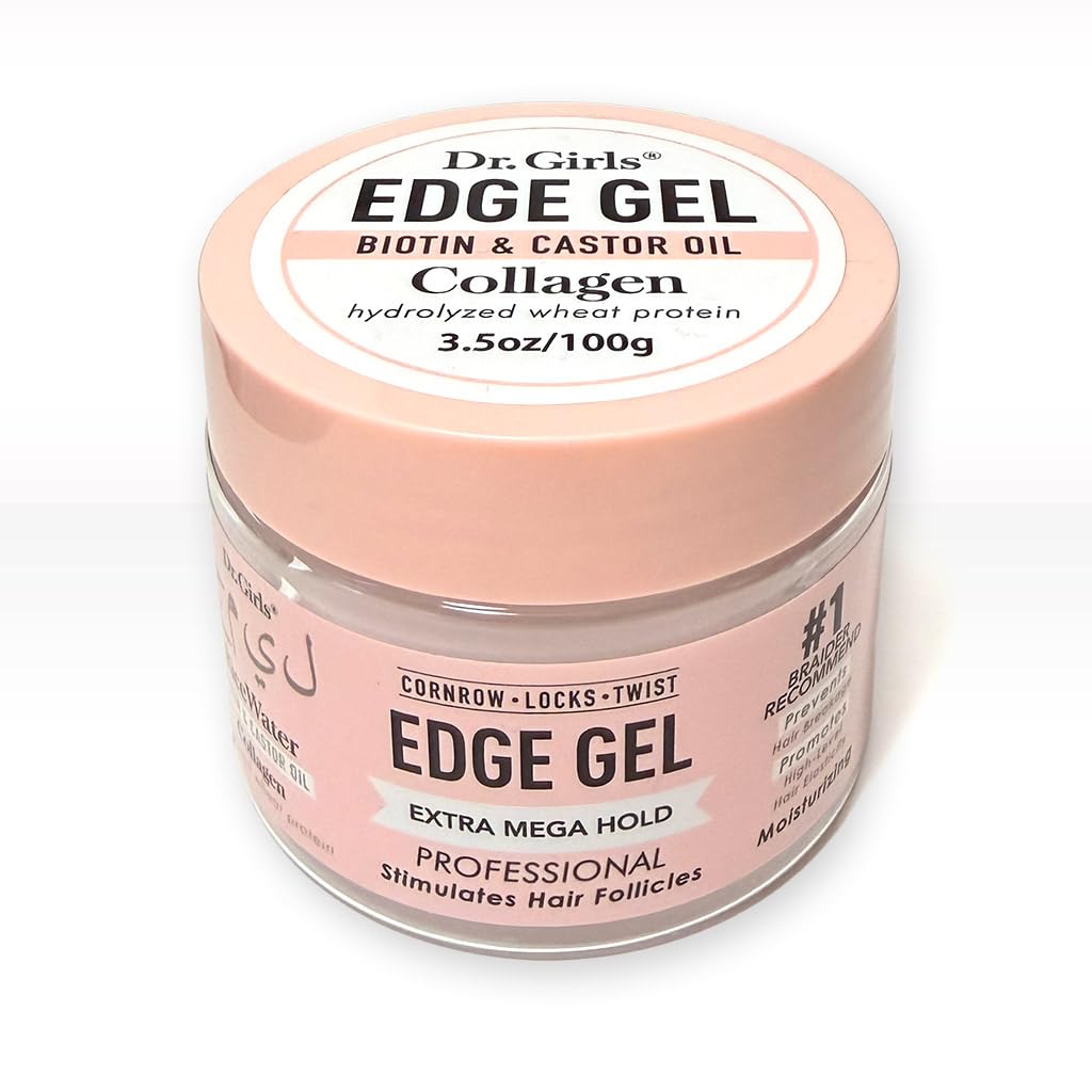 Dr. Girls Rice Water Lock & Twists Edge Gel - Extra Mega Hold for Locs, Cornrows & Twists - With Biotin, Castor Oil, Hydrolyzed Wheat Protein