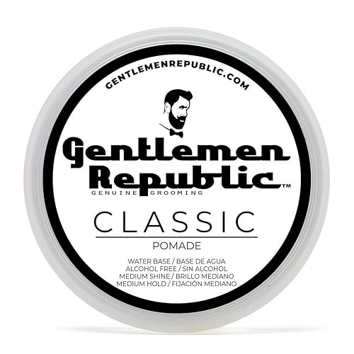 Gentlemen Republic Classic Pomade for Men - Water Based Pomade for Medium Hold & Shine, Premium Mens Hair Styling Products with No Beeswax - Ideal