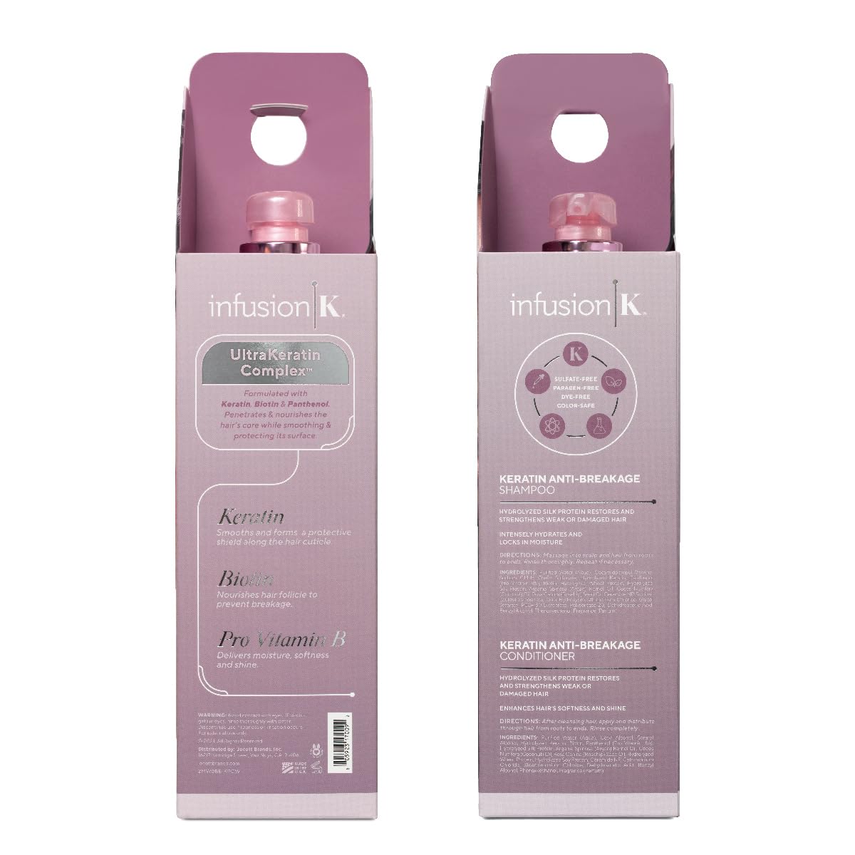 Infusion K Keratin Anti-Breakage Shampoo & Conditioner with UltraKeratin Complex | Hydrates & Strengthens | Enhances Softness & Shine | Color Safe |