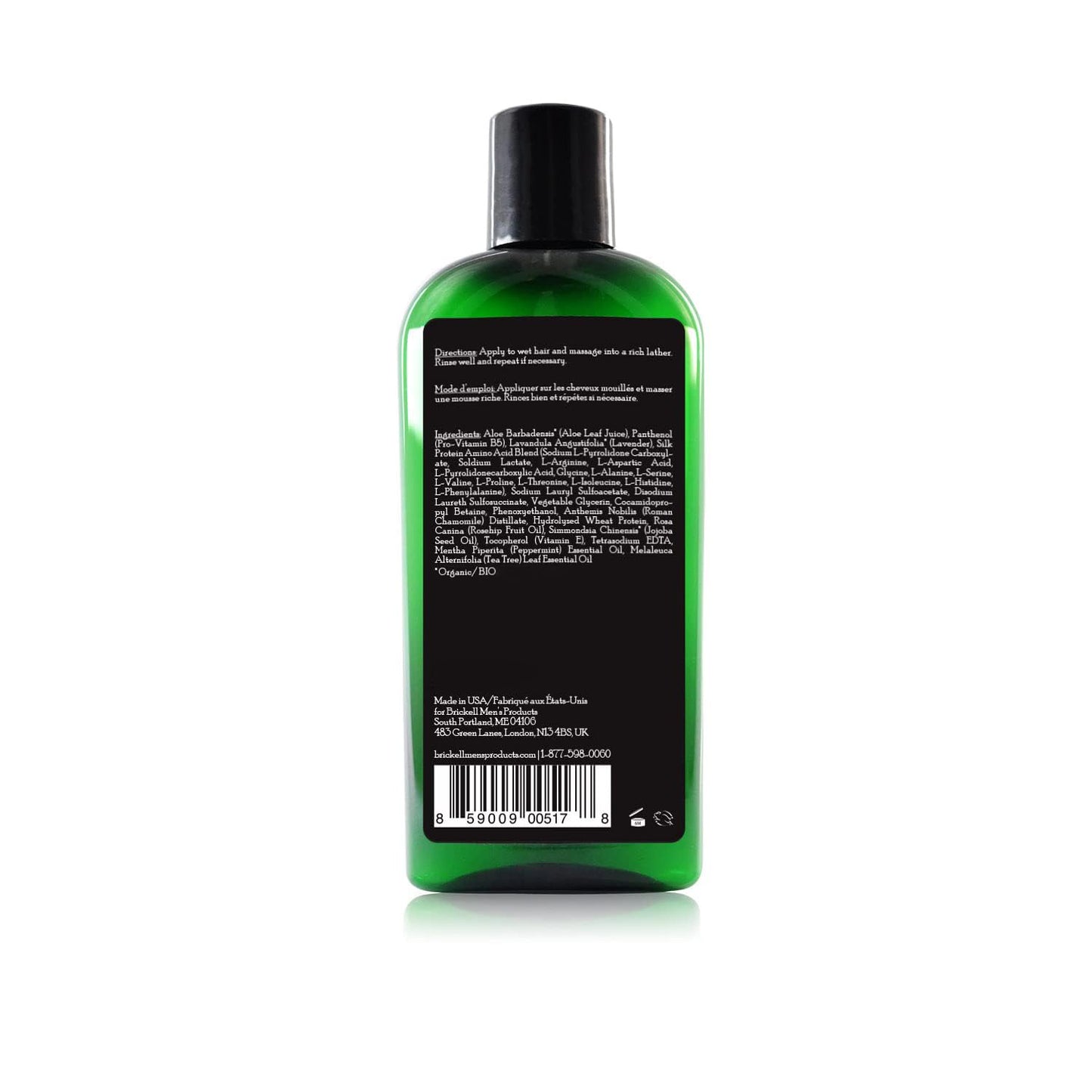 Brickell Men's Products Daily Strengthening Shampoo for Men, Natural and Organic Featuring Mint and Tea Tree Oil To Soothe Dry and Itchy Scalp