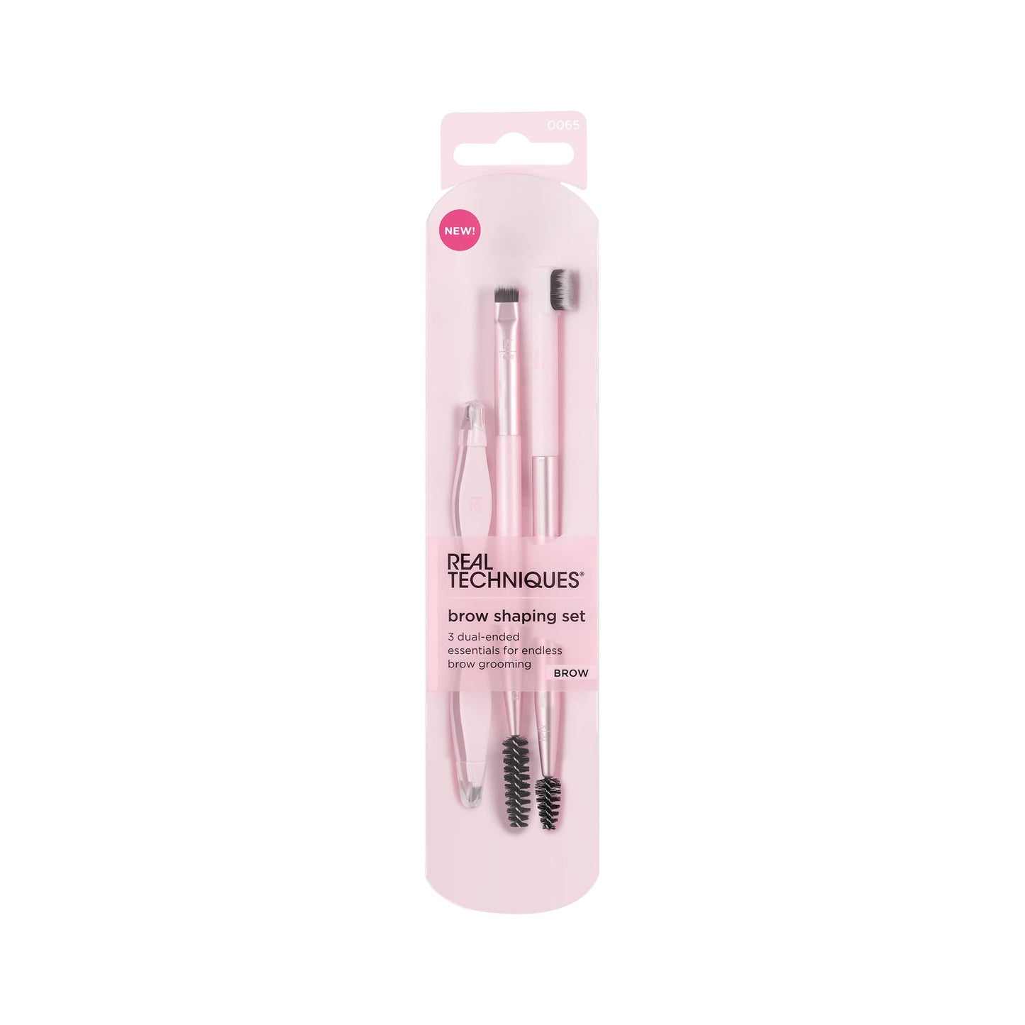 Real Techniques Brow Shaping Set, Spoolie, Tweezers & Brow Brushes, Dual-Ended Tools, For Styling, & Shaping Eyebrows, Get Full, Fluffy Brows