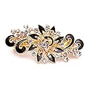 NYKKOLA Women's Multilayered Peacock Shaped Rhinestone French Barrette Hair Clip Black