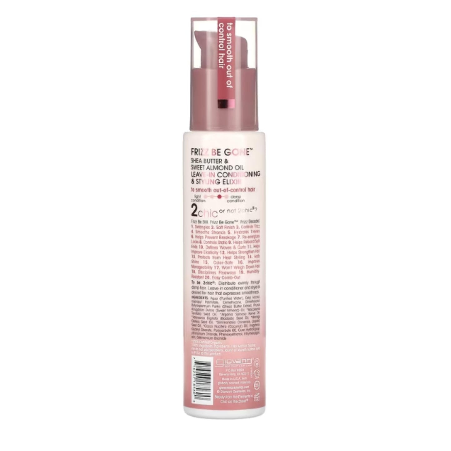 GIOVANNI 2chic Leave-In Conditioning Styling Elixir - Anti-Frizz Natural Hair Smoothing Formula with Shea Butter & Sweet Almond Oil, Macadamia