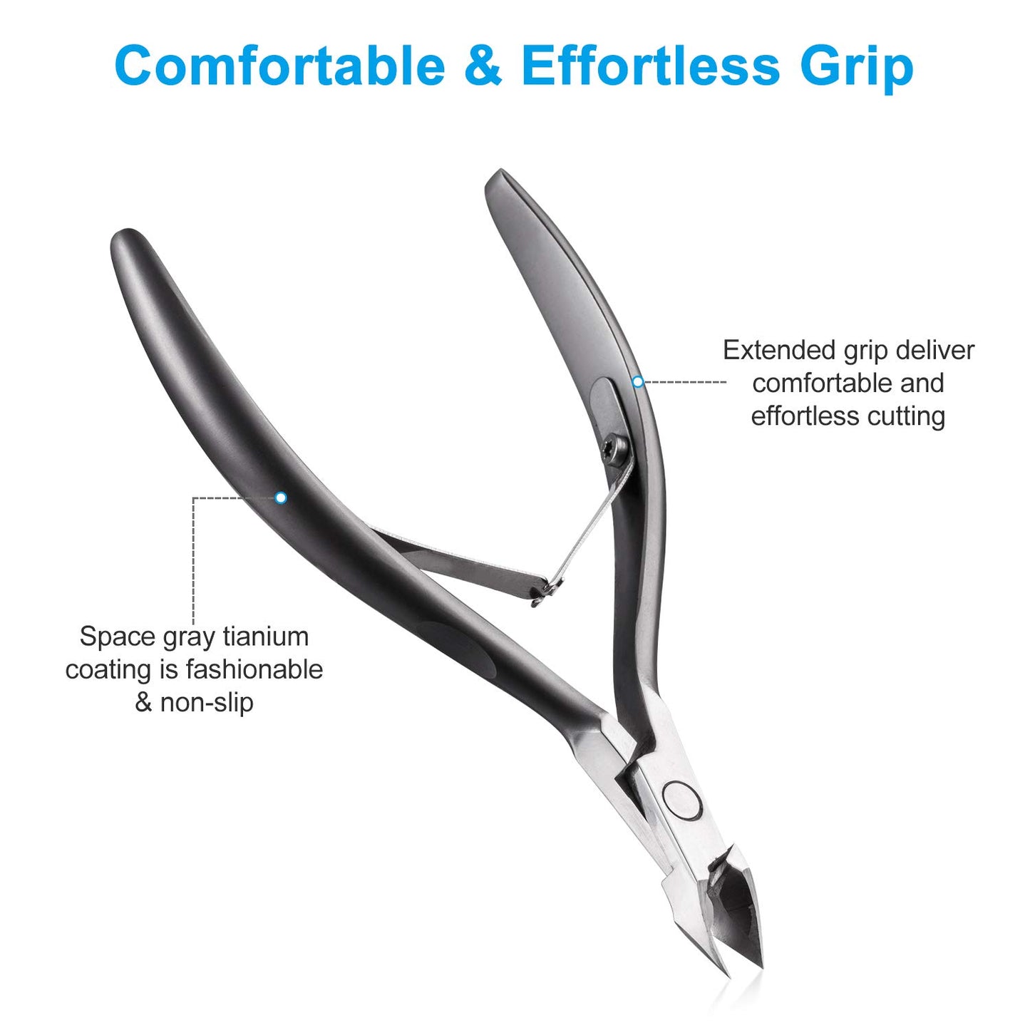 Cuticle Trimmer 3/4 Jaw Extremely Sharp Cuticle Nippers Scissors Stainless Steel Clippers Cutter Remover Pedicure Manicure Nail Tool, opove X7, Space