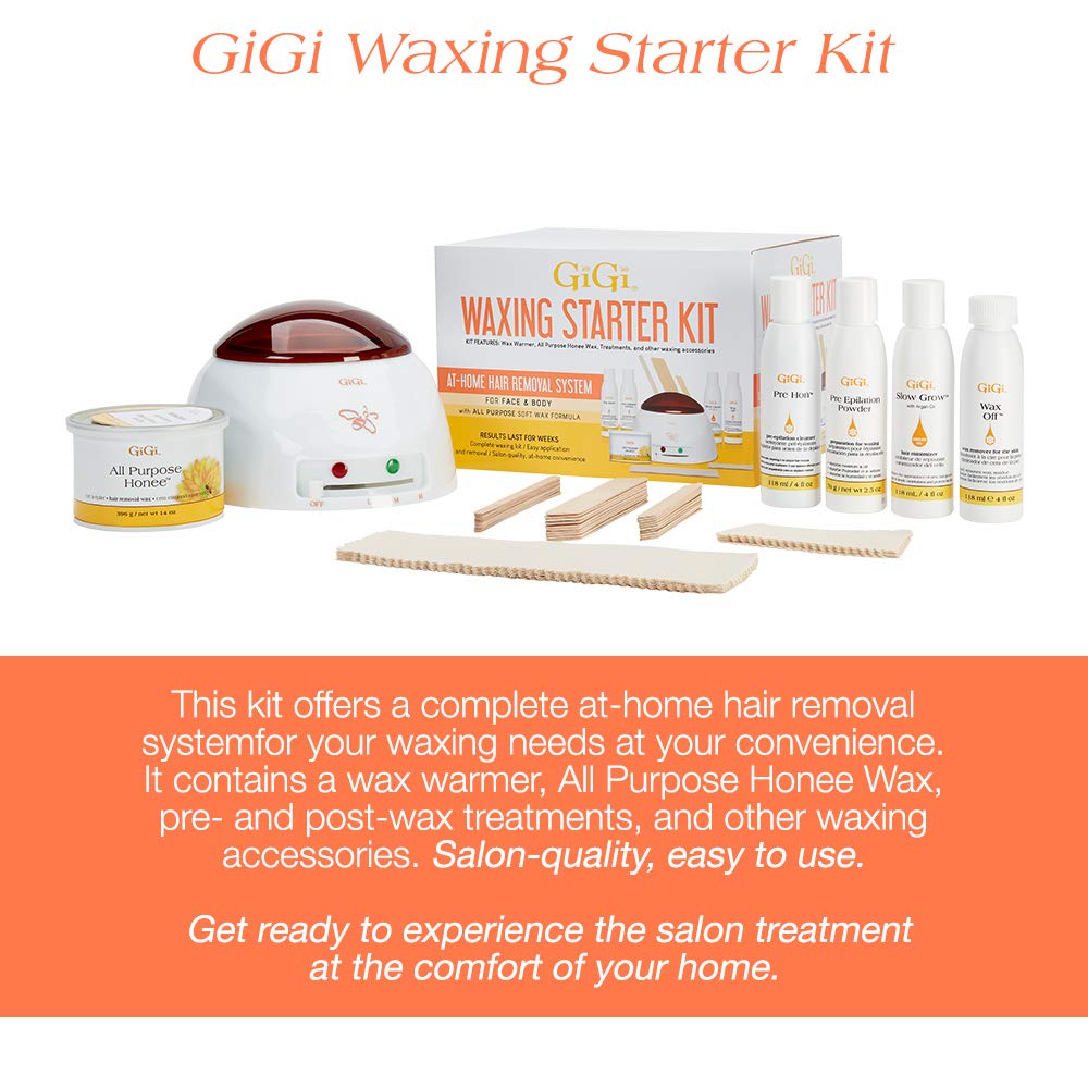 GiGi Waxing Starter Kit - At-Home Hair Removal Kit for Face & Body, Soft Wax Warmer, Pre & Post Waxing Care Beauty and Personal Care GIGI