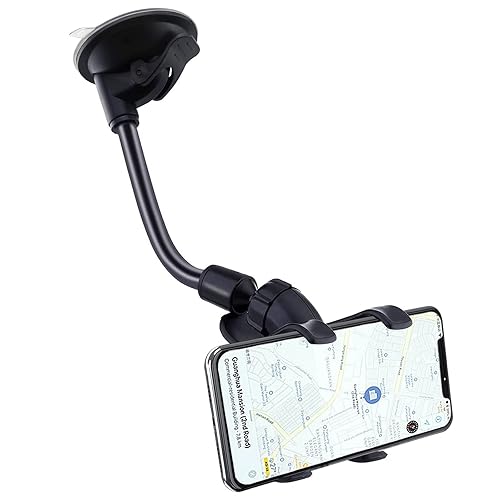YZtree Phone Holders for Your Car: Windshield Phone Mount with Long Arm, 360° Rotation Strong Suction Cell Phone Car Mount, Anti-Shake Stabilizer…