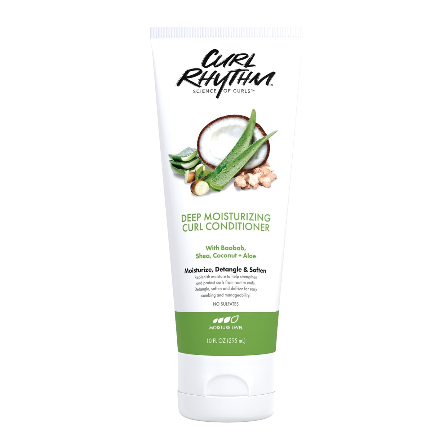 Curl Rhythm Deep Moisturizing Curl Conditioner - Curly Hair Conditioner with Shea Butter, Coconut, and Aloe - Strengthens and Protects Curls - 10 oz