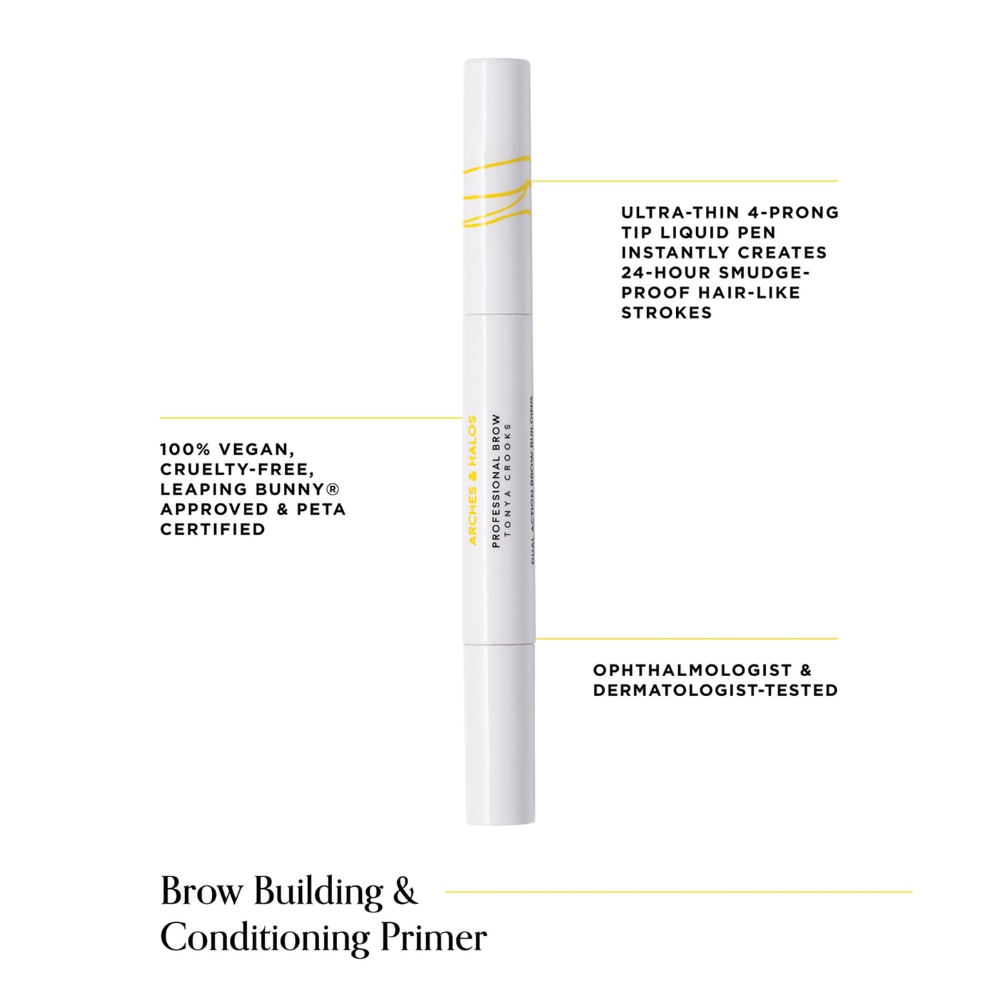 Arches & Halos Brow Building and Conditioning Primer - Coat Brows with Precise Application - Enhance, Moisturize and Nourish - Vegan and Cruelty Free