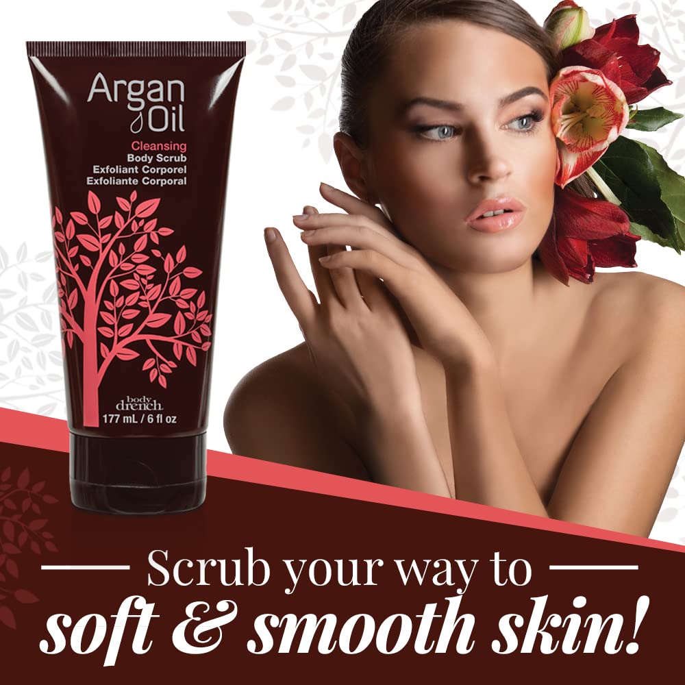 Body Drench Argan Oil Body Scrub for Women - Body Exfoliator Scrub & Deep Cleansing Skin Polish for Smooth Skin, Removes Dead Skin Cells, 6 fl oz Beauty & Personal Care Body Drench