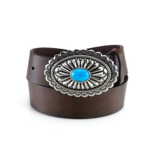 ARIAT Women's Basic Strap Turquoise Belt, Brown, Large