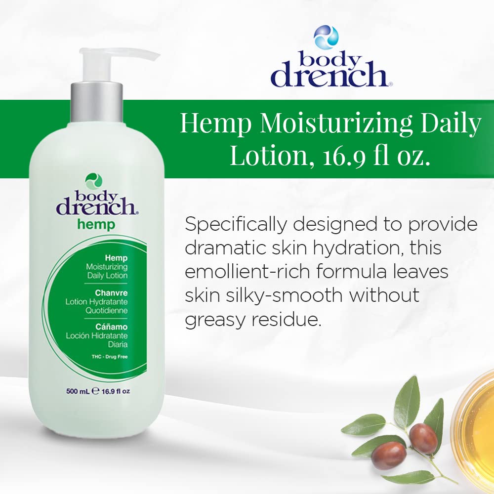 Body Drench Moisturizing Body Lotion - Hydrating & Nourishing Hemp Lotion for All Skin Types, with Hemp Seed Oil, 16.9 fl oz