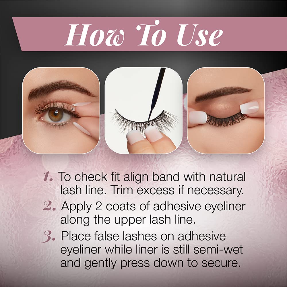 Ardell Lash Contour 371 Outer Volume Dramatic Eye-Elongating Effect with DUO Line It Lash It Adhesive Black, 2 Pairs