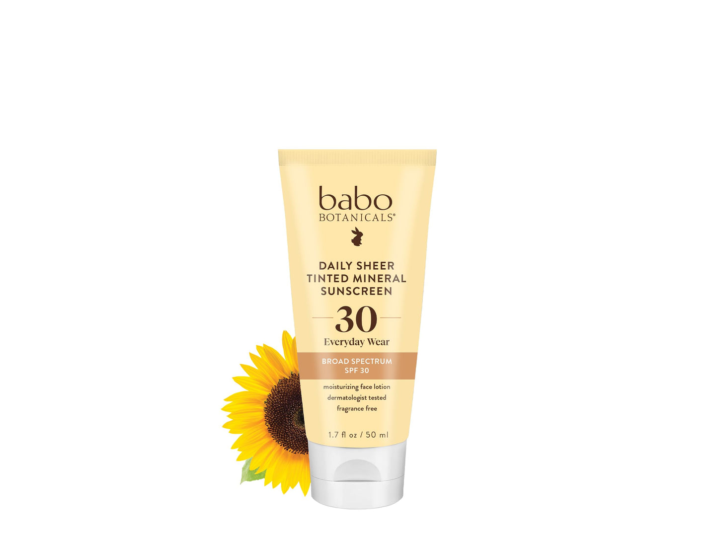 Babo Botanicals Daily Sheer Mineral Tinted Sunscreen SPF30 - Natural Zinc Oxide & Titanium Dioxide - Tinted - Healthy Glow - Fragrance-Free -Rosehip