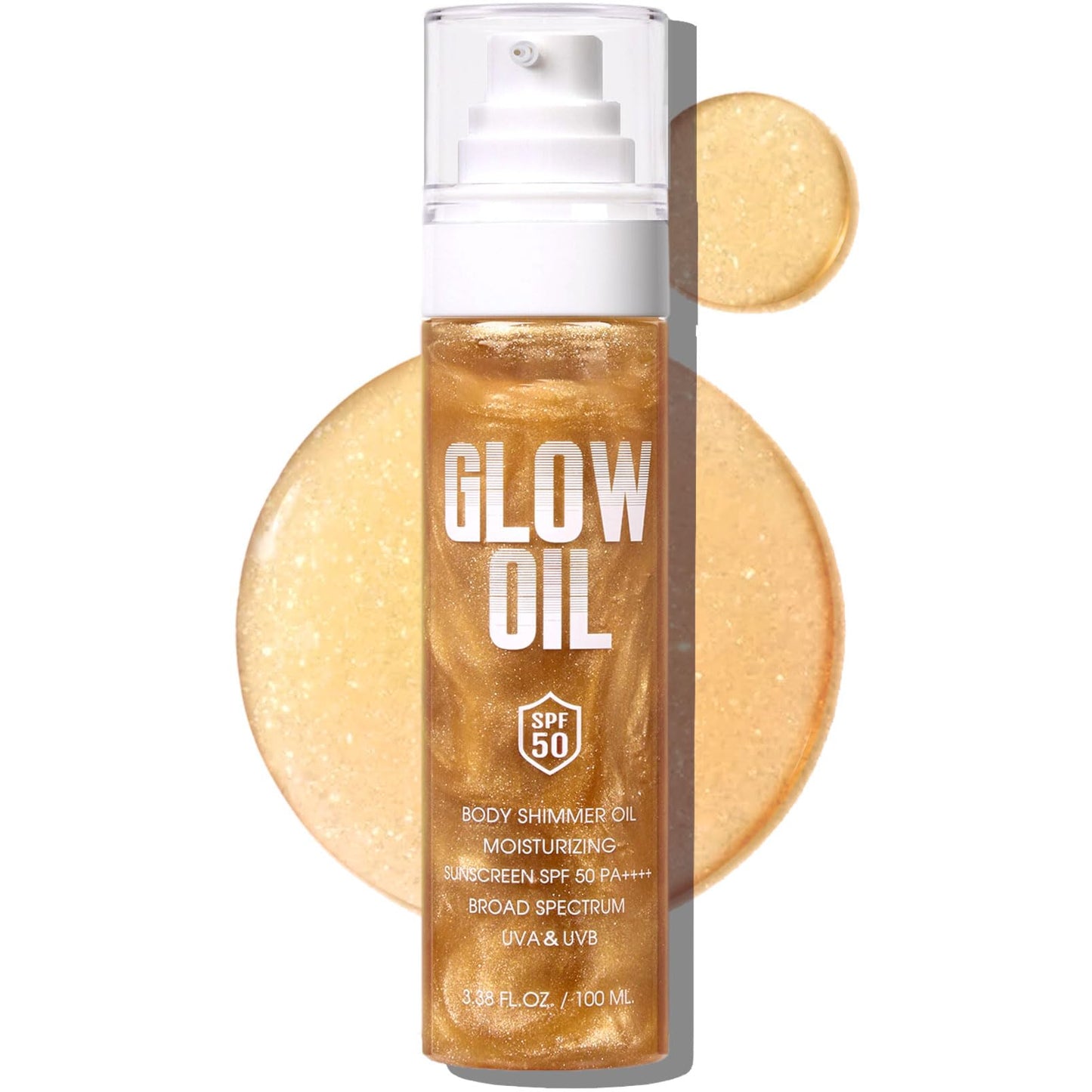 Body Glow Oil, Broad Spectrum SPF 50, Glitter Shimmer Sunscreen Body Oil Lotion with Sequin Mica, Lightweight Non-Sticky Moisturizer with Coconut Beauty and Personal Care BEFIVECOK