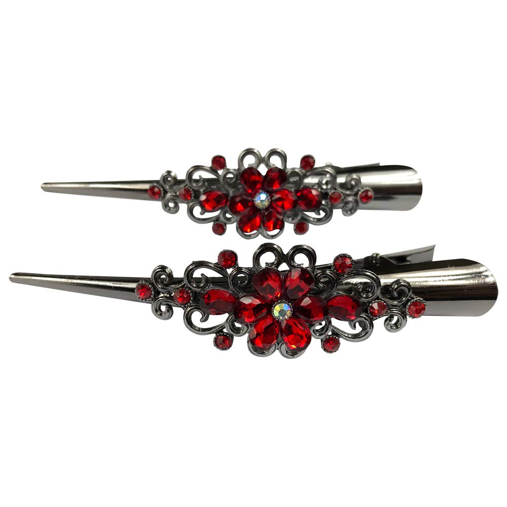 Large Retro Metal Hair Clips Flower Duck Bill Clips Rhinestone Hair Barrettes with Teeth Hair Pins Hair Slide Stylish for Women Girl Hair Jewelry