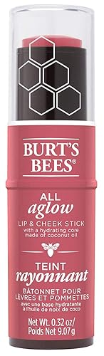 Burts Bees 100% Natural All Aglow Lip & Cheek Stick, Peony Pool - 1 Tube