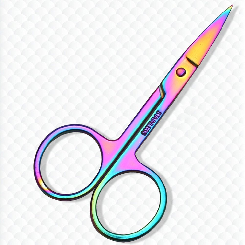 WOKOTO Nail Tweezers And Scissors Kit Straight Curved Rainbow Stainless Steel Precision Tweezers Set For Nail Art Sticker Rhinestone Eyelash