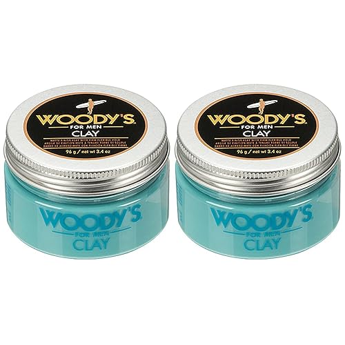 Woody's Hair Clay for Men - Matte Finish, Styling Pomade for Men Stronghold, Firm and Flexible Control, 3.4 oz. 2-Pack