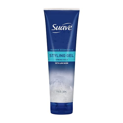 Suave Barber Essentials Styling Gel for Men, Strong Hold and Low Shine, No Flakes, Barber-Quality Results, 9 oz
