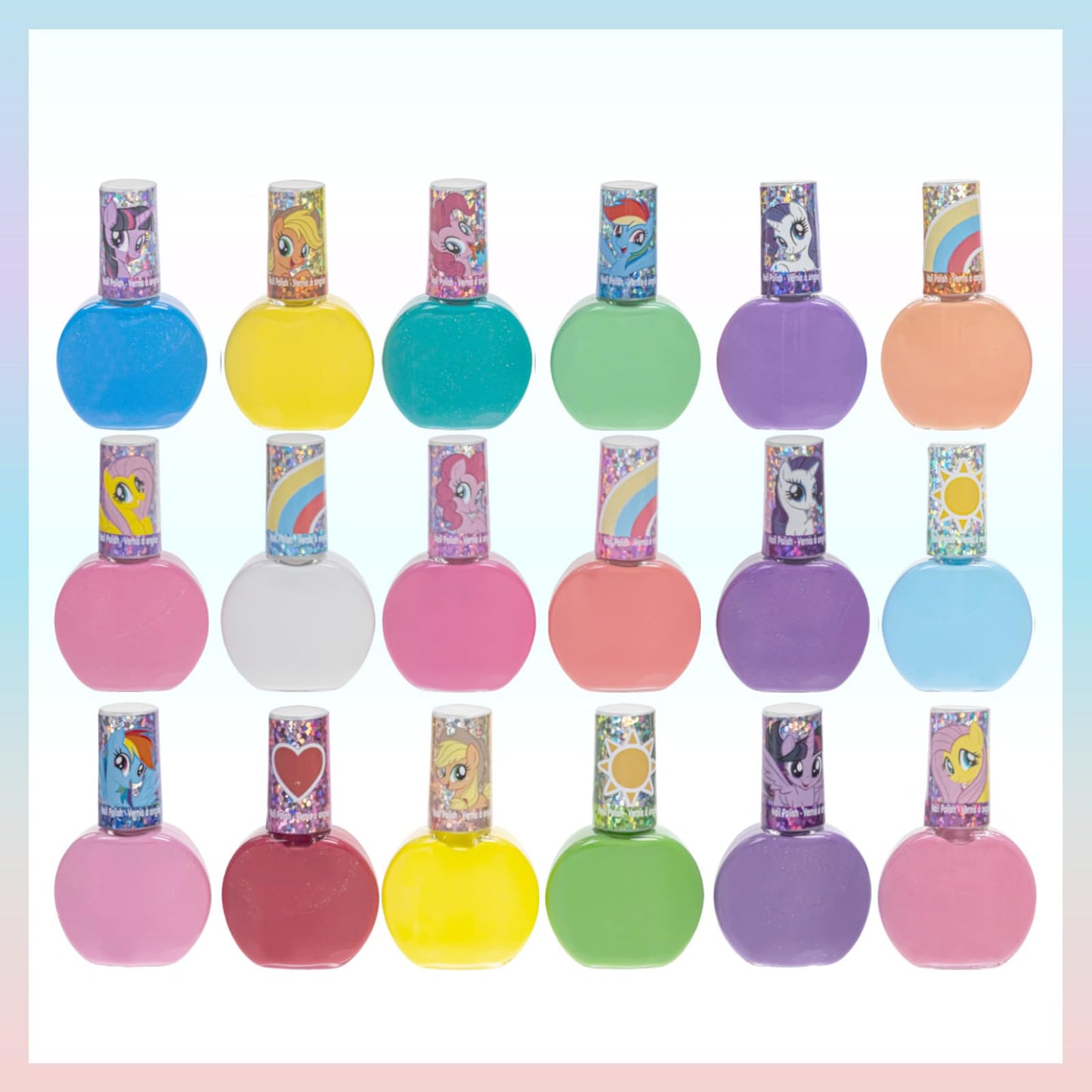 Townley Girl My Little Pony Non-Toxic Water Based Peel-Off Nail Polish Set with Glittery and Opaque Colors for Girls Kids Teens Ages 3+, Perfect