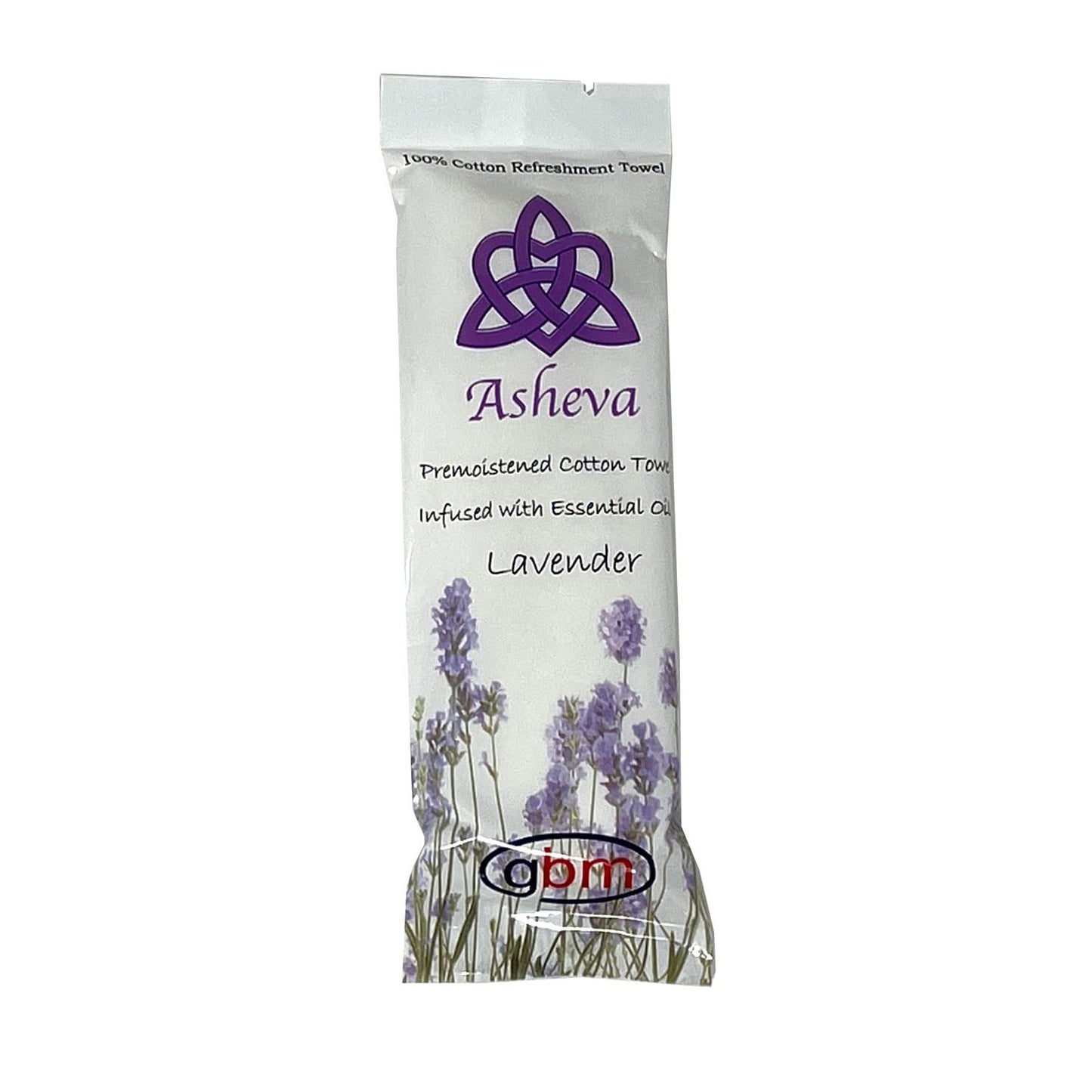 Asheva 8" x 9" Individually Wrapped Oshibori Disposable Towels - Luxurious Moist Cotton Hot/Cold Refreshment Towel - Lavender, Lemon, or Tea Tree