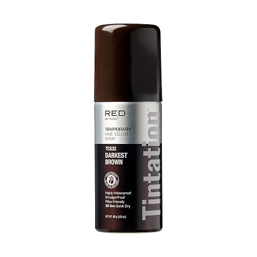 RED by Kiss 1.5OZ. Tintation Temporary Hair Color Spray, Instant Gray Root Cover Up, Water-Resistant, Smudge-Proof, Hairline & Barber Touch-Up, Quick