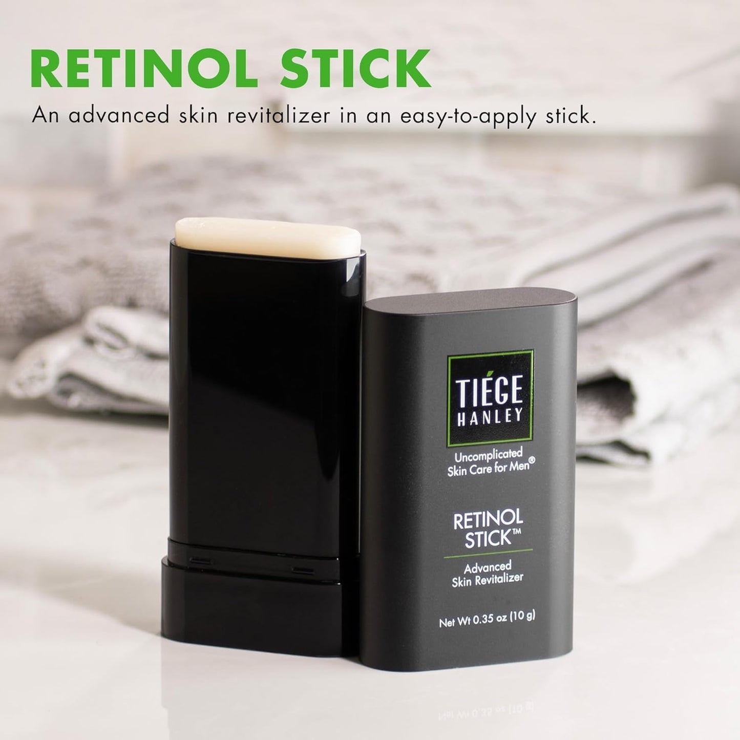 Tiege Hanley Retinol Stick for Men, Anti-Aging Face & Eye Stick With Hyaluronic Acid & Niacinamide, Helps Reduce Appearance of Fine Lines, Wrinkles