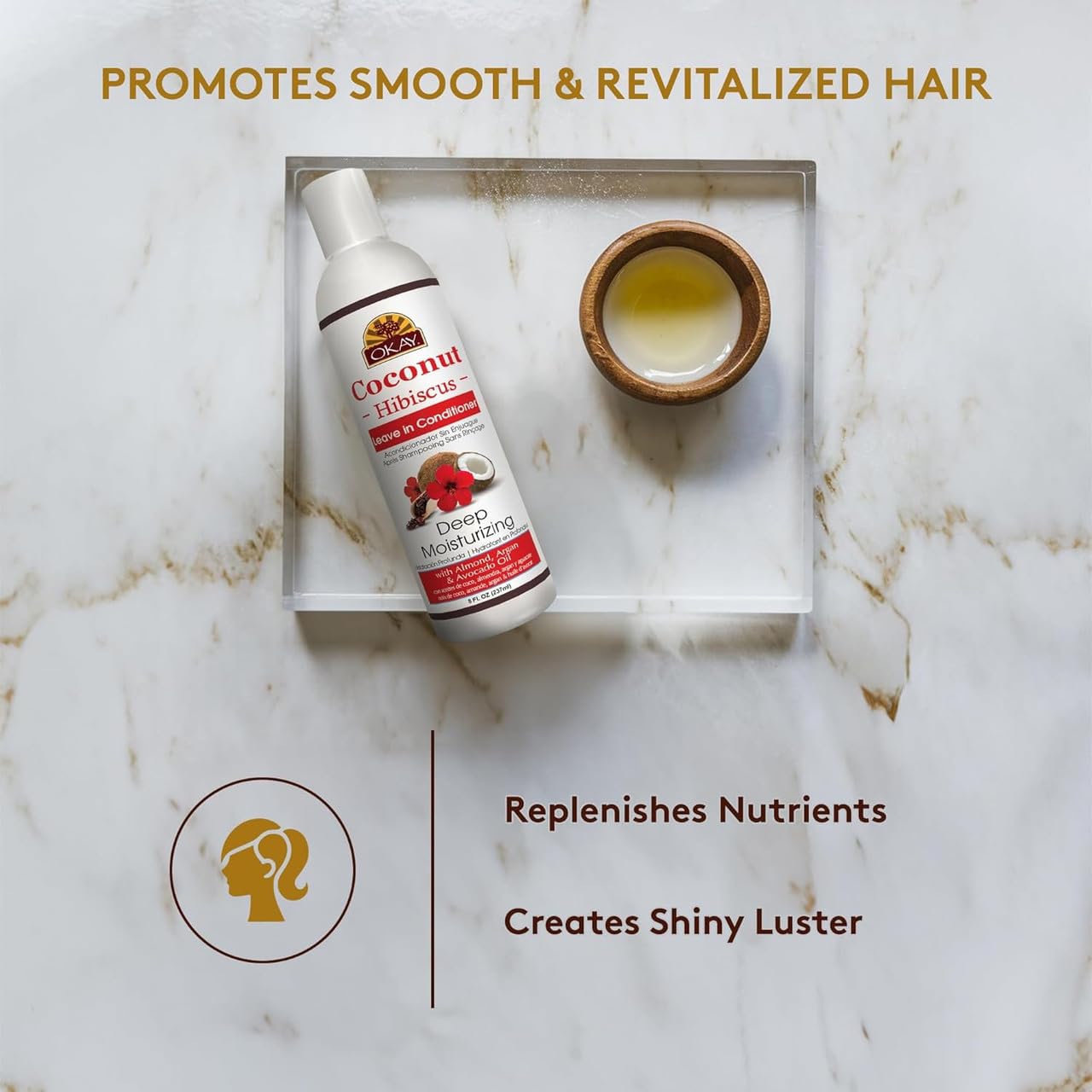OKAY | Coconut Hibiscus Leave-In Conditioner | For All Hair Types & Textures | Restore - Hydrate - Strengthen | With Almond, Argan & Avocado Oil |