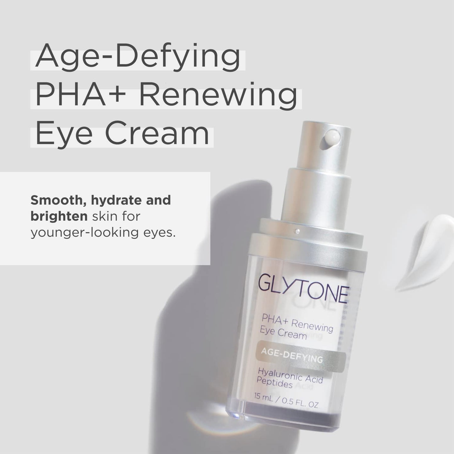 Glytone Age-Defying PHA+ Renewing Eye Cream for Wrinkles| Anti aging Under Eye Cream with Hyaluronic Acid Peptides| Targets Puffiness, Bags, Wrinkles