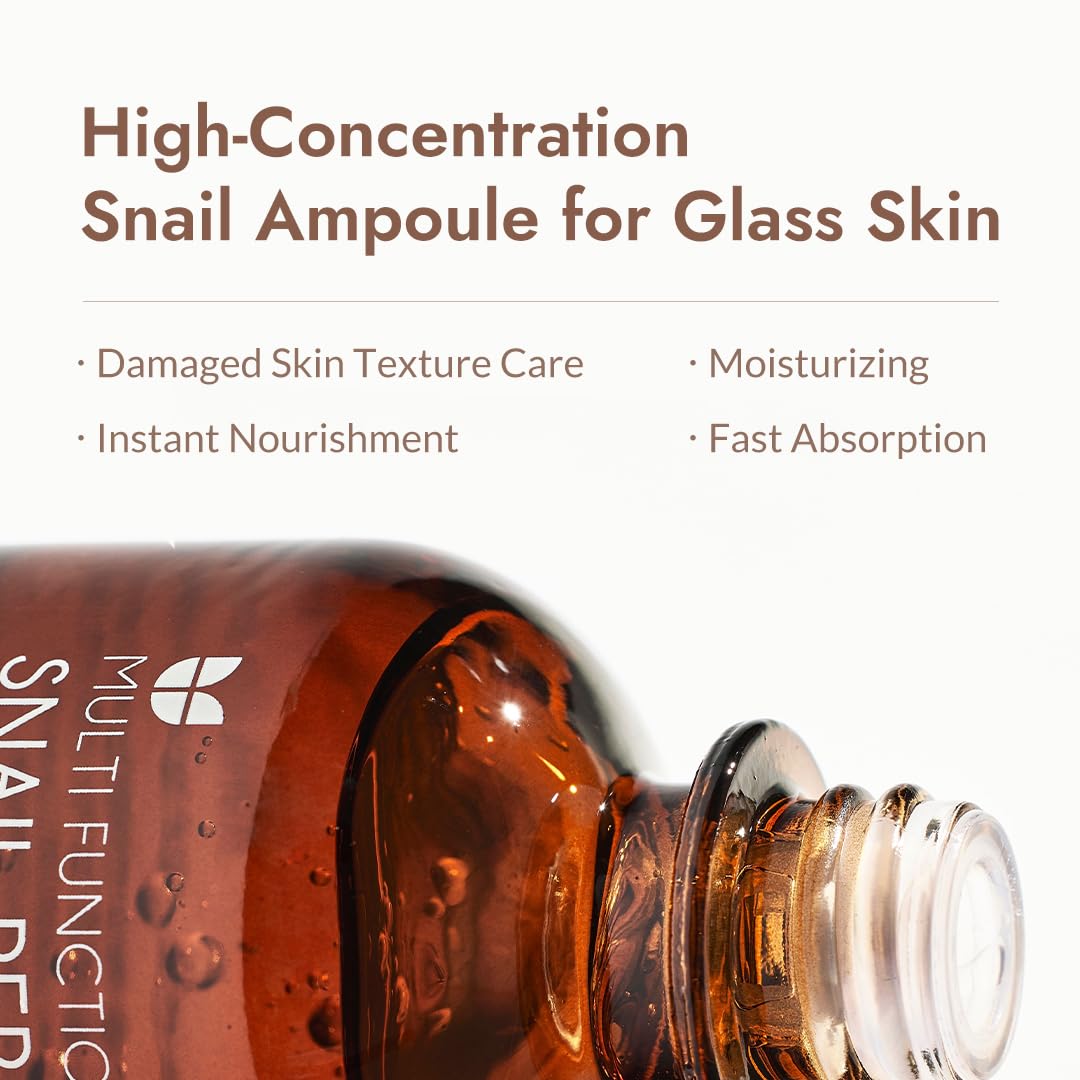 MIZON Snail Repair Intensive Ampoule with Snail Mucin, Hyaluronic Acid & Vitamin E - Hydrating & Wrinkle Care Serum for Skin Elasticity & Repair (1.01